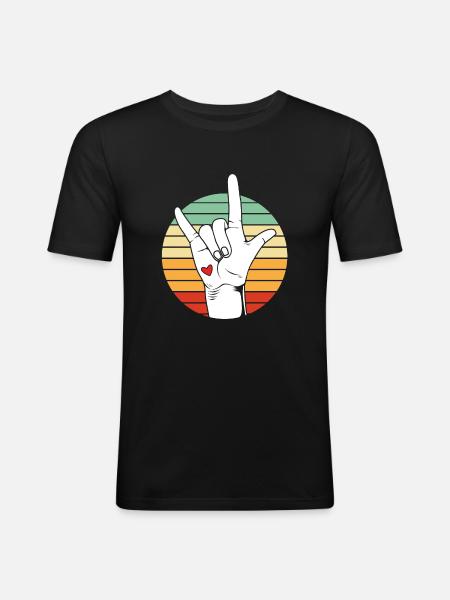 Sign language sign ASL deaf - Men's Slim Fit T-Shirt - black
