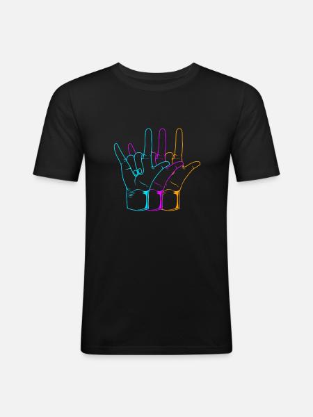 Sign language sign ASL deaf - Men's Slim Fit T-Shirt - black