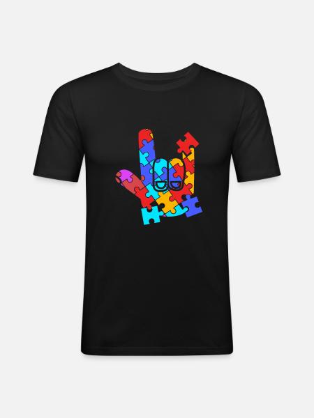Sign language sign ASL deaf - Men's Slim Fit T-Shirt - black