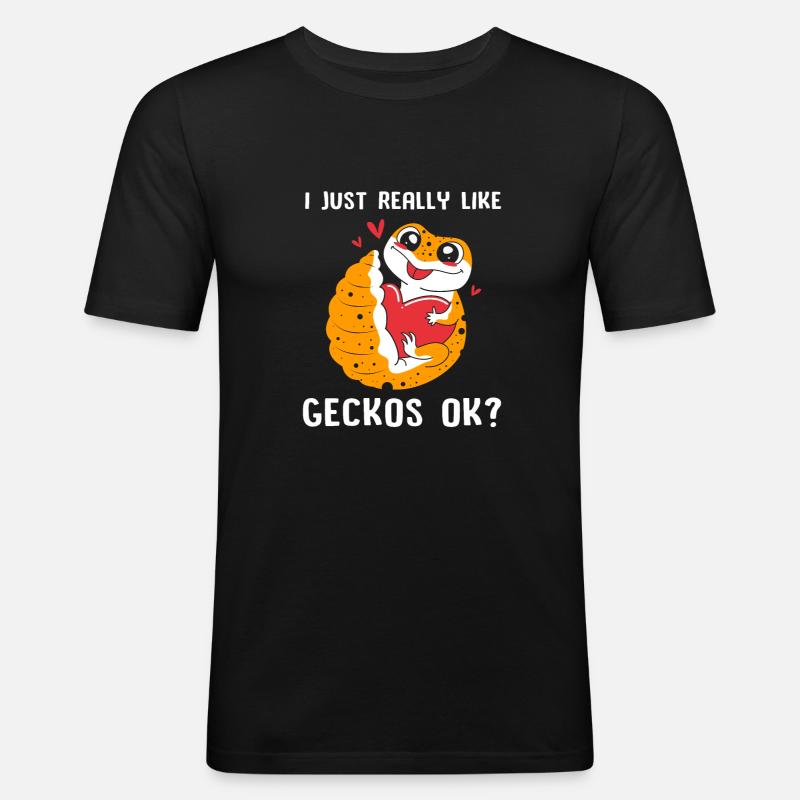 Leopard Gecko - Männer Slim Fit T-Shirt - Schwarz