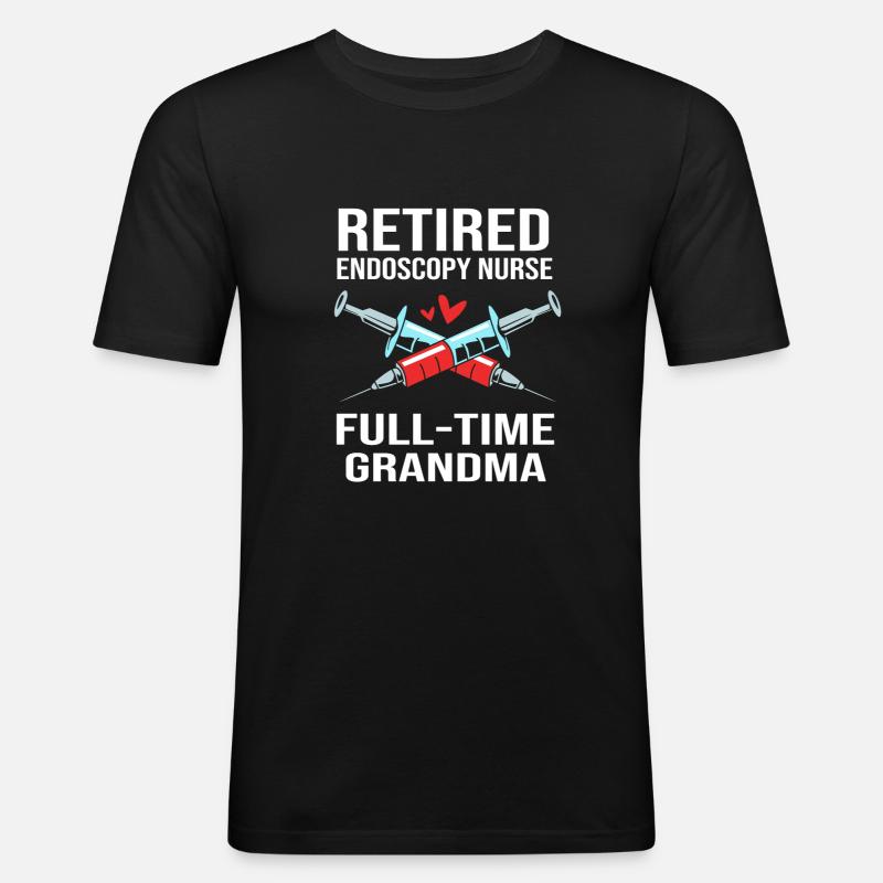 Krankenschwester Rente - Männer Slim Fit T-Shirt - Schwarz