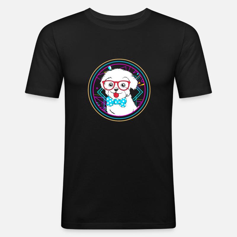 Malteser Hund - Männer Slim Fit T-Shirt - Schwarz