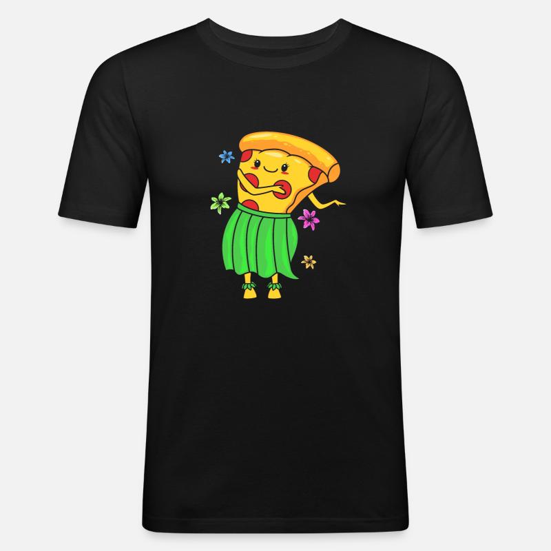 Pizza Hawaii - Männer Slim Fit T-Shirt - Schwarz