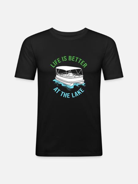 Pontonboot Boot Boote - Männer Slim Fit T-Shirt - Schwarz