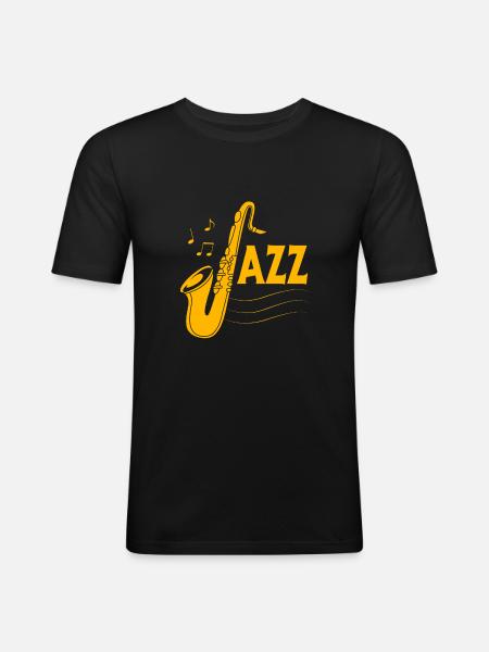 Saxophon Saxophonist - Männer Slim Fit T-Shirt - Schwarz