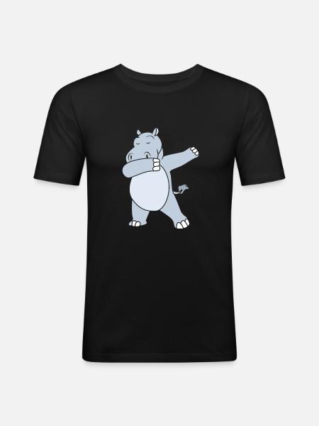 Nilpferd - Männer Slim Fit T-Shirt - Schwarz