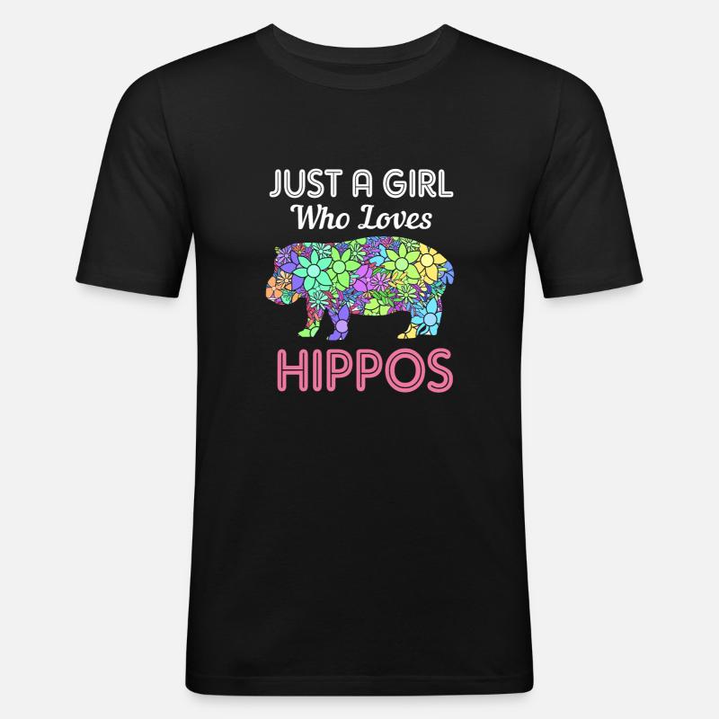 Nilpferd - Männer Slim Fit T-Shirt - Schwarz