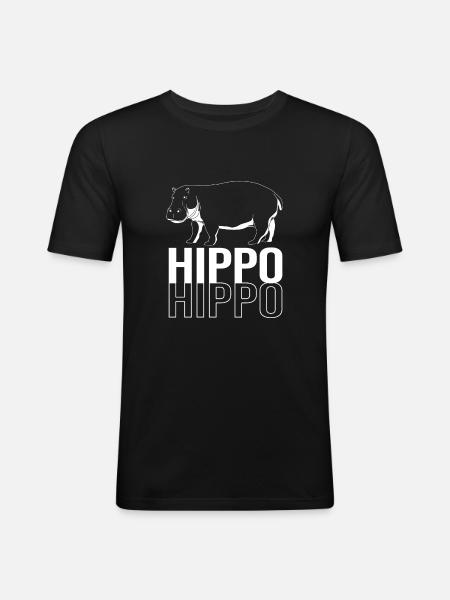 Nilpferd - Männer Slim Fit T-Shirt - Schwarz