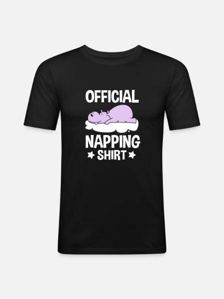 Nilpferd - Männer Slim Fit T-Shirt - Schwarz