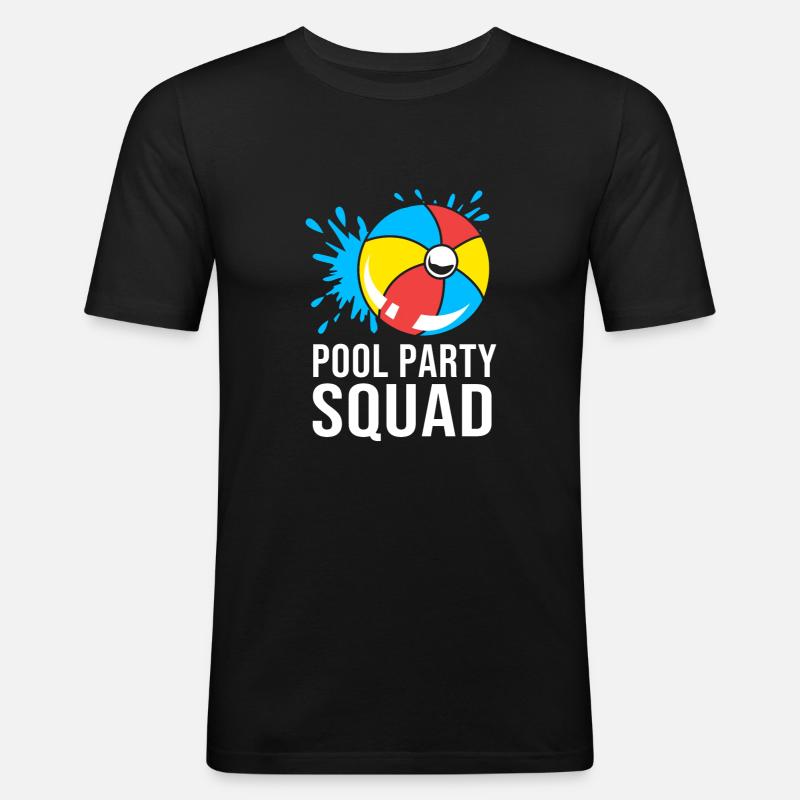 Pool Party - Männer Slim Fit T-Shirt - Schwarz