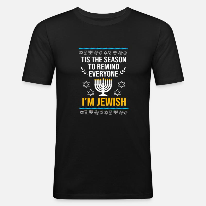 Chanukkah - Männer Slim Fit T-Shirt - Schwarz
