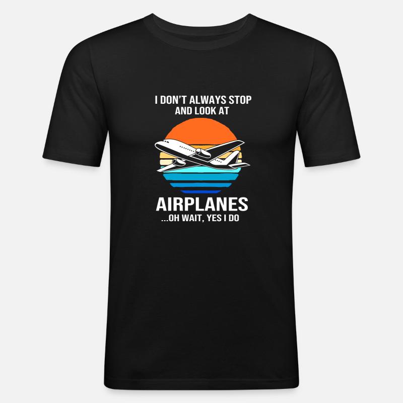 Pilot Flugzeug - Männer Slim Fit T-Shirt - Schwarz