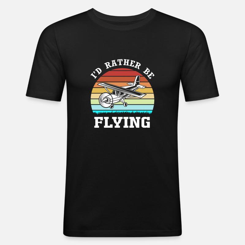 Pilot Flugzeug - Männer Slim Fit T-Shirt - Schwarz