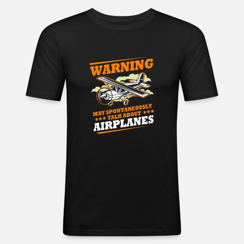 Pilot Flugzeug - Männer Slim Fit T-Shirt - Schwarz