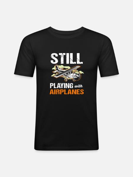 Pilot Airplane - Men's Slim Fit T-Shirt - black