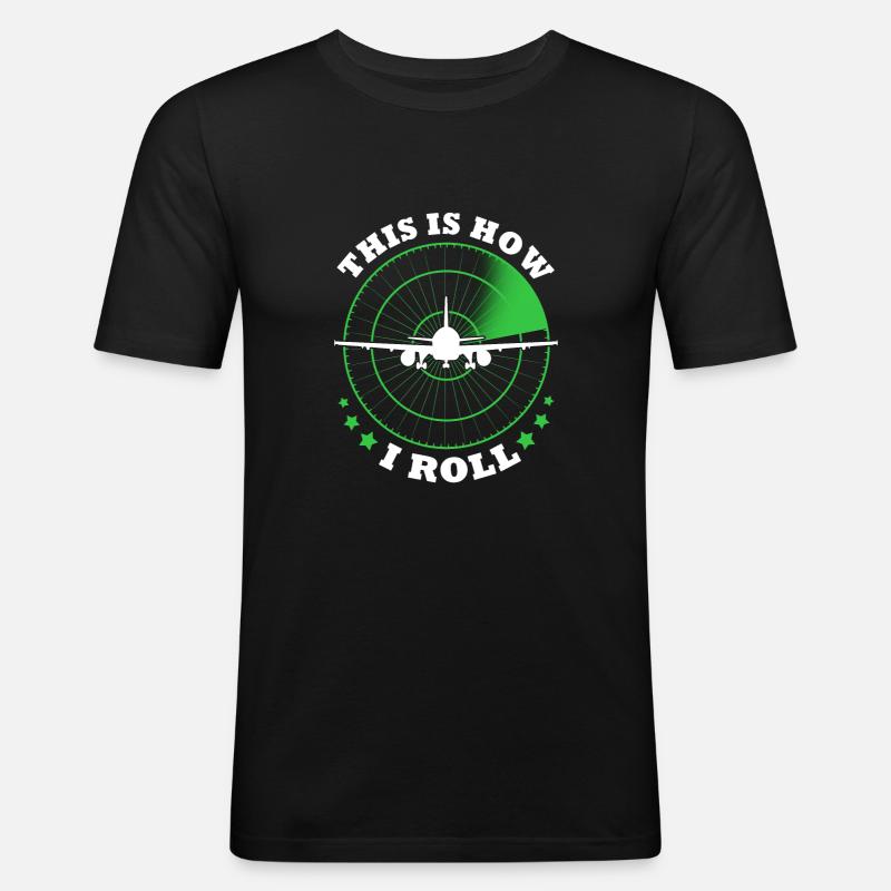Pilot Flugzeug - Männer Slim Fit T-Shirt - Schwarz