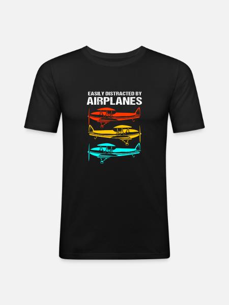 Pilot Airplane - Men's Slim Fit T-Shirt - black