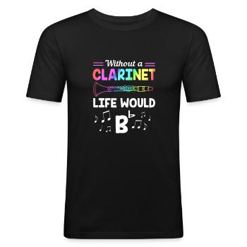 Klarinette - Männer Slim Fit T-Shirt - Schwarz - Vorne - Nik (191cm)