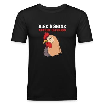Poulet Volaille - T-shirt près du corps Homme - noir - Devant - Nik (191cm)