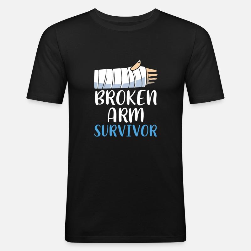 Gebrochener Arm Knochen Knochenbruch - Männer Slim Fit T-Shirt - Schwarz