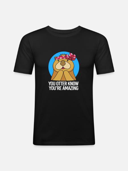 Otter - Männer Slim Fit T-Shirt - Schwarz