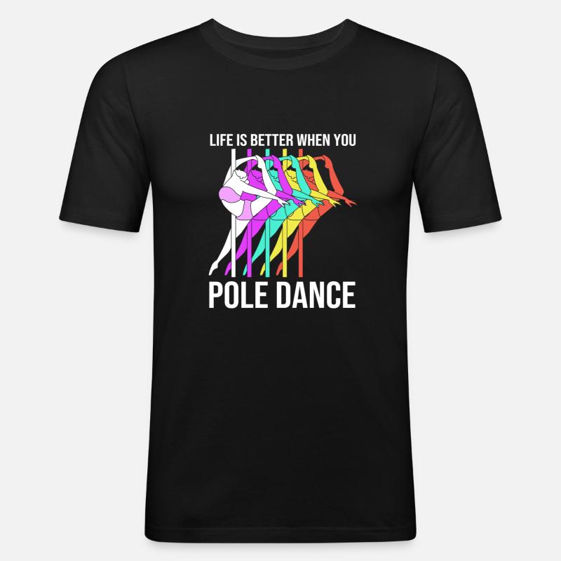 Pole Dance - Männer Slim Fit T-Shirt - Schwarz