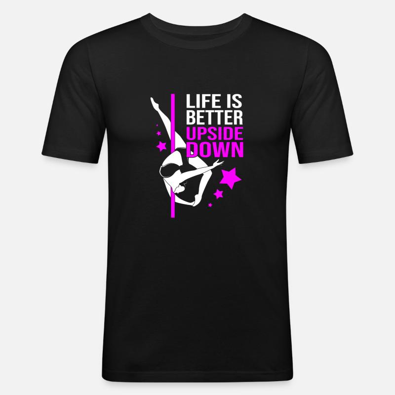 Pole Dance - Männer Slim Fit T-Shirt - Schwarz
