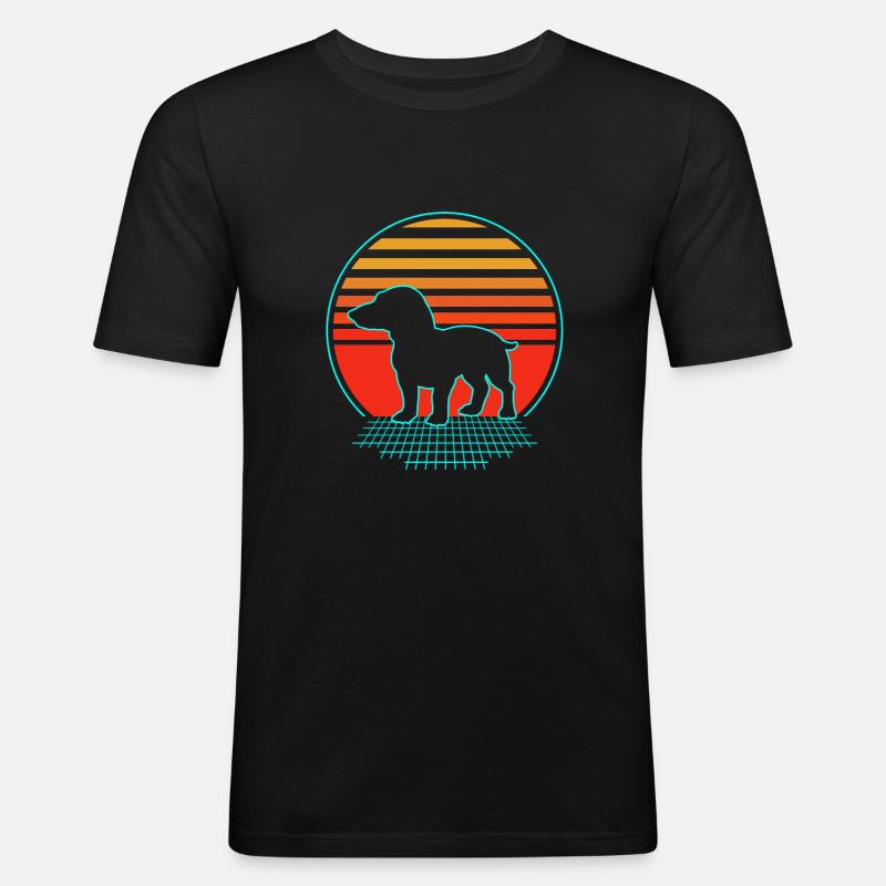 Dackel - Männer Slim Fit T-Shirt - Schwarz