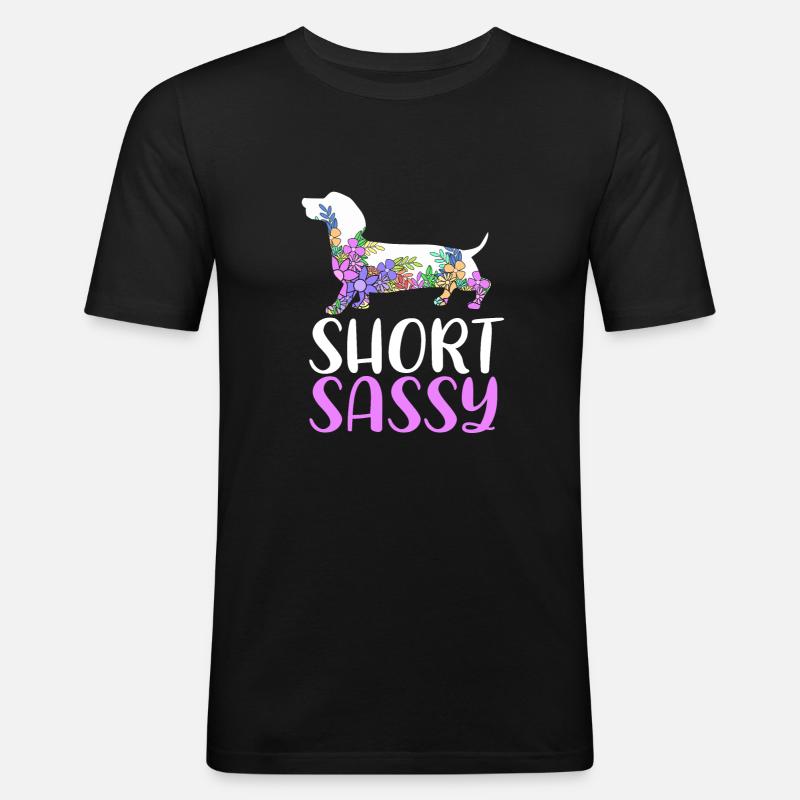 Dackel - Männer Slim Fit T-Shirt - Schwarz