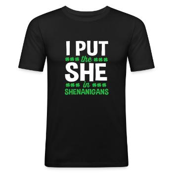 Shenanigan - Men's Slim Fit T-Shirt - black - Front - Nik (191cm)