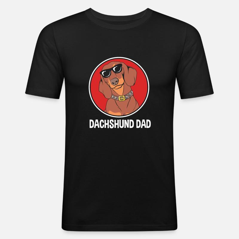 Dackel - Männer Slim Fit T-Shirt - Schwarz
