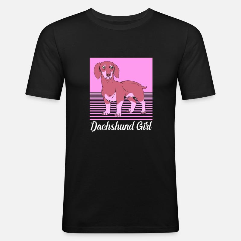 Dackel - Männer Slim Fit T-Shirt - Schwarz