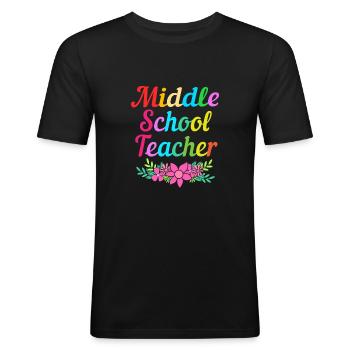 Lehrer der Mittelstufe - Männer Slim Fit T-Shirt - Schwarz - Vorne - Nik (191cm)