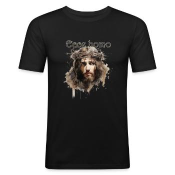 Ecce Homo - Men's Slim Fit T-Shirt - black - Front - Nik (191cm)