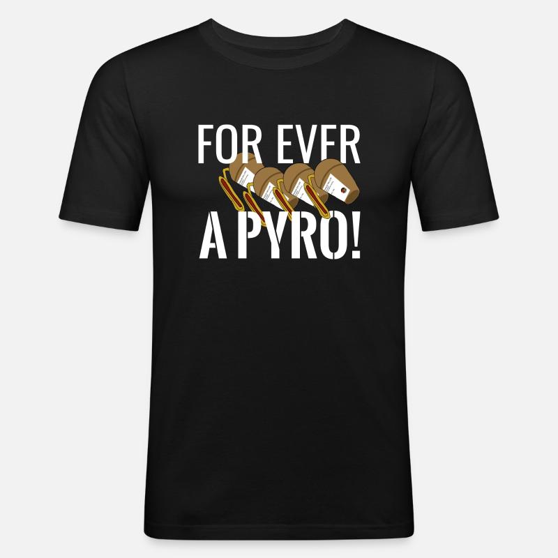 For ever a Pyro - Männer Slim Fit T-Shirt - Schwarz