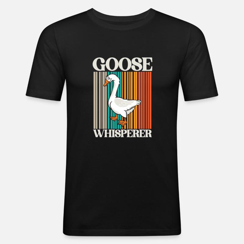 Gänseflüsterer - Männer Slim Fit T-Shirt - Schwarz