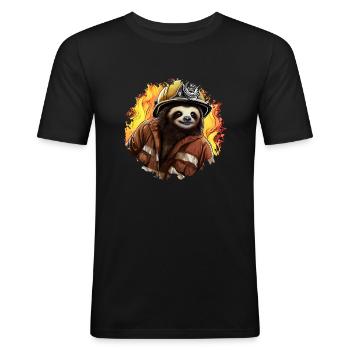 Paresseux de pompier - T-shirt près du corps Homme - noir - Devant - Nik (191cm)