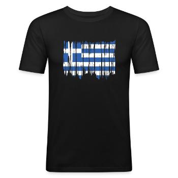 Griechenland Flagge Hellas Athen Griechische Fahne - Männer Slim Fit T-Shirt - Schwarz - Vorne - Nik (191cm)