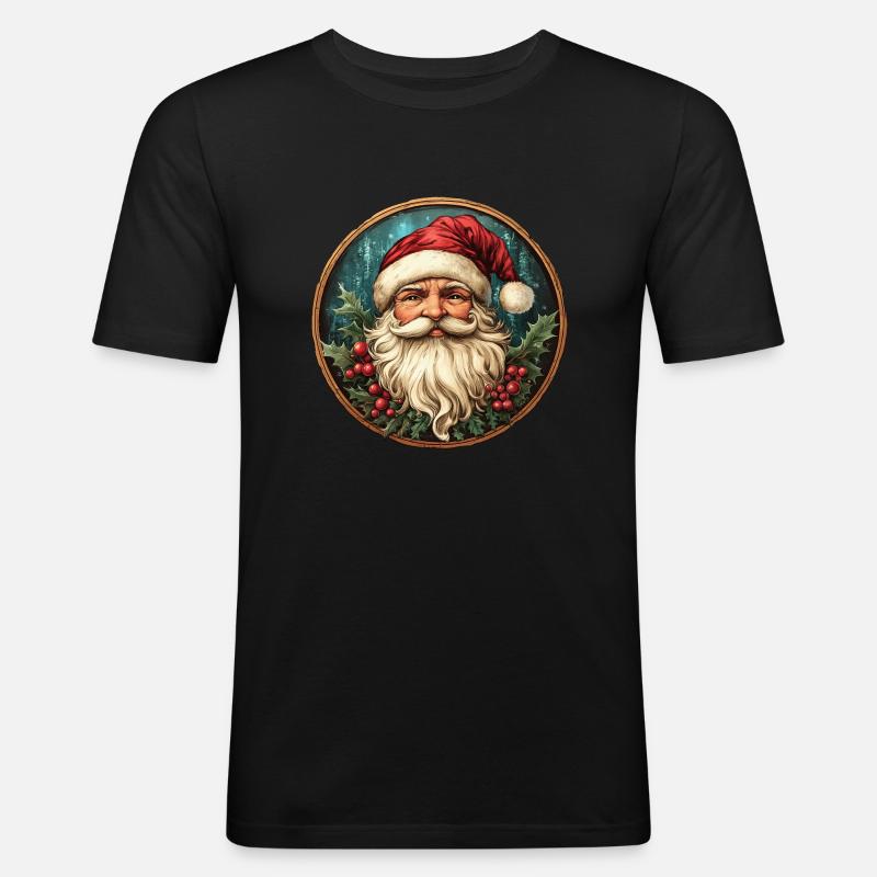 Weihnachtsmann - Männer Slim Fit T-Shirt - Schwarz