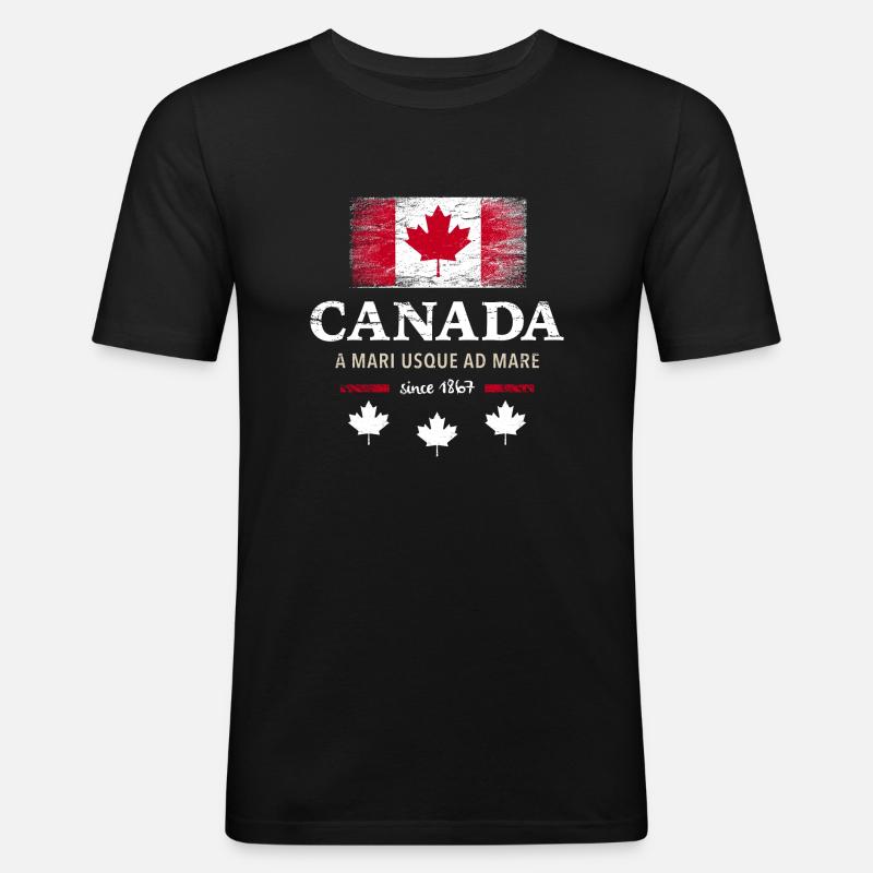 Drapeau unifolié Canada Canada Amérique - T-shirt près du corps Homme - noir