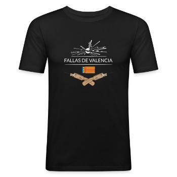 Pyro Feuerwerk Fallas de Valencia Truenos - Männer Slim Fit T-Shirt - Schwarz - Vorne - Nik (191cm)