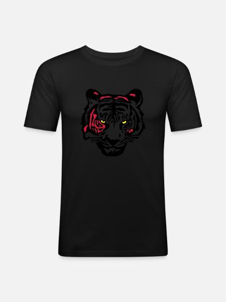 tiger_3c - Männer Slim Fit T-Shirt - Schwarz