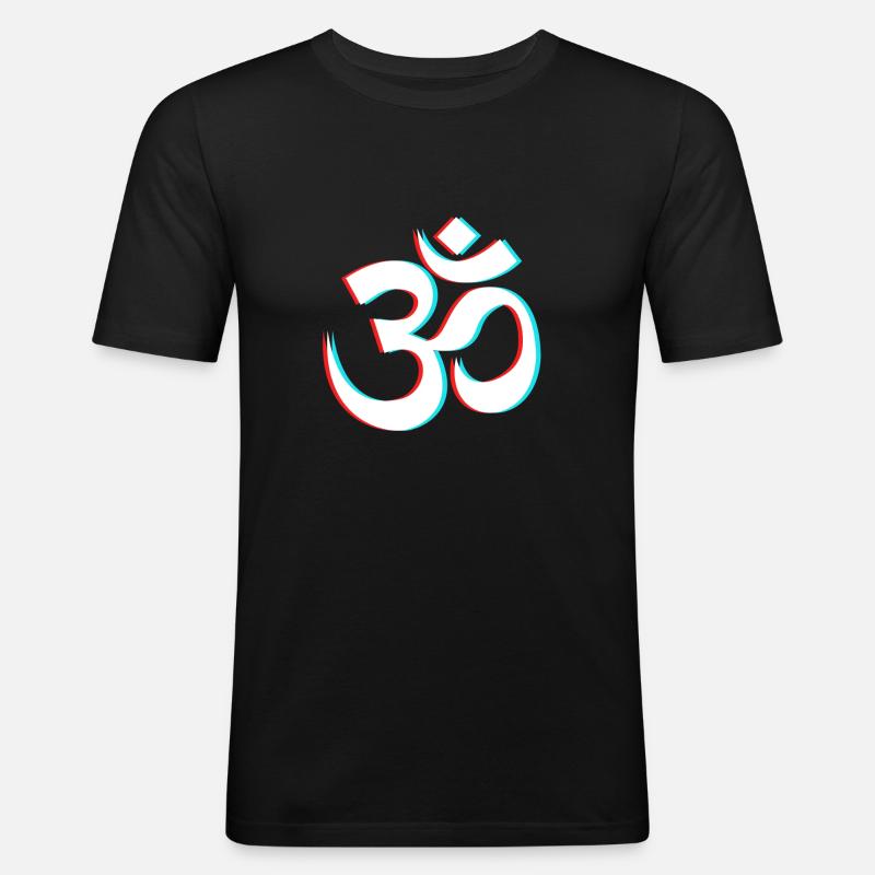 Goa Om Psytrance Psychedelic Geschenk - Männer Slim Fit T-Shirt - Schwarz