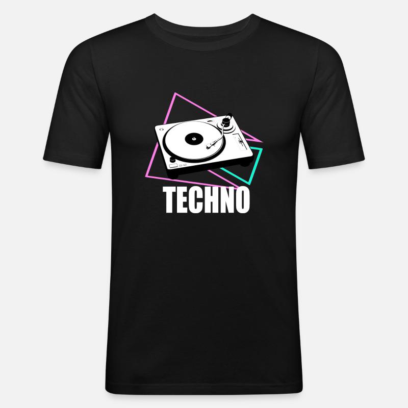 Techno-Decks - Männer Slim Fit T-Shirt - Schwarz