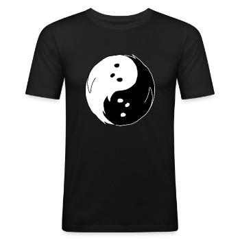 ghosts ying yang - Men's Slim Fit T-Shirt - black - Front - Nik (191cm)