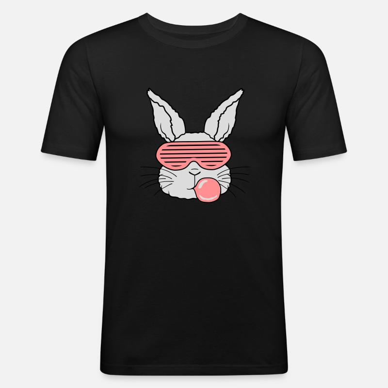 Chewing gum bubble lapin cool - T-shirt près du corps Homme - noir