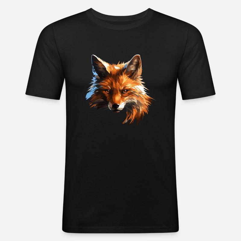 Polygon Fuchs - Männer Slim Fit T-Shirt - Schwarz