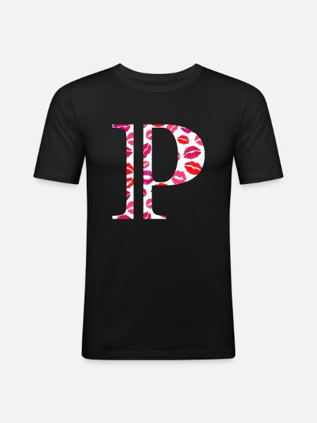 Letter p kisses - Men's Slim Fit T-Shirt - black