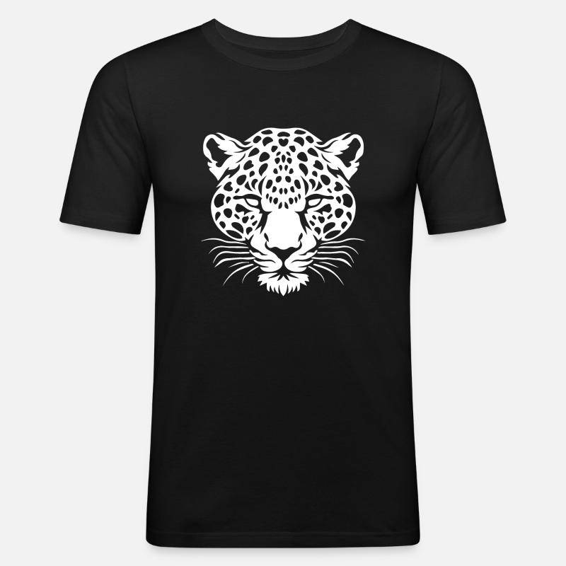 Leopard - Männer Slim Fit T-Shirt - Schwarz