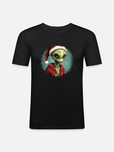 Noël extraterrestre - T-shirt près du corps Homme - noir